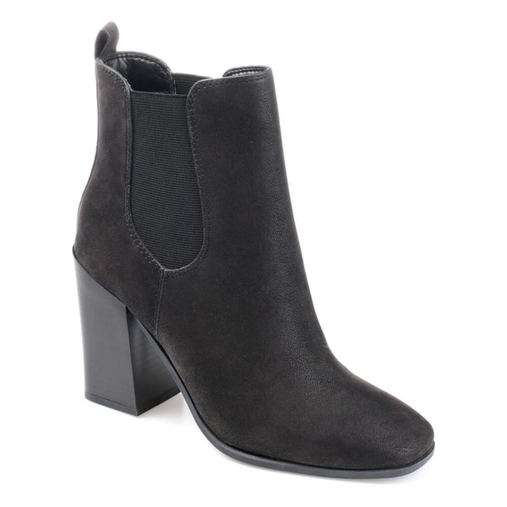 JOURNEE COLLECTION Womens Black Maxxie Square Toe Stacked Heel Booties 9.5